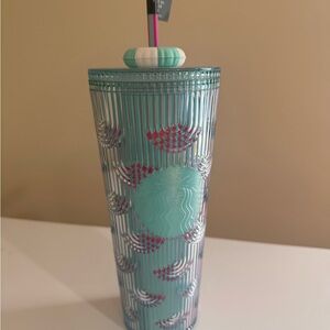 Starbucks Mermaid Aqua and Magenta Textured Tumbler Venti Cold Cup NWT